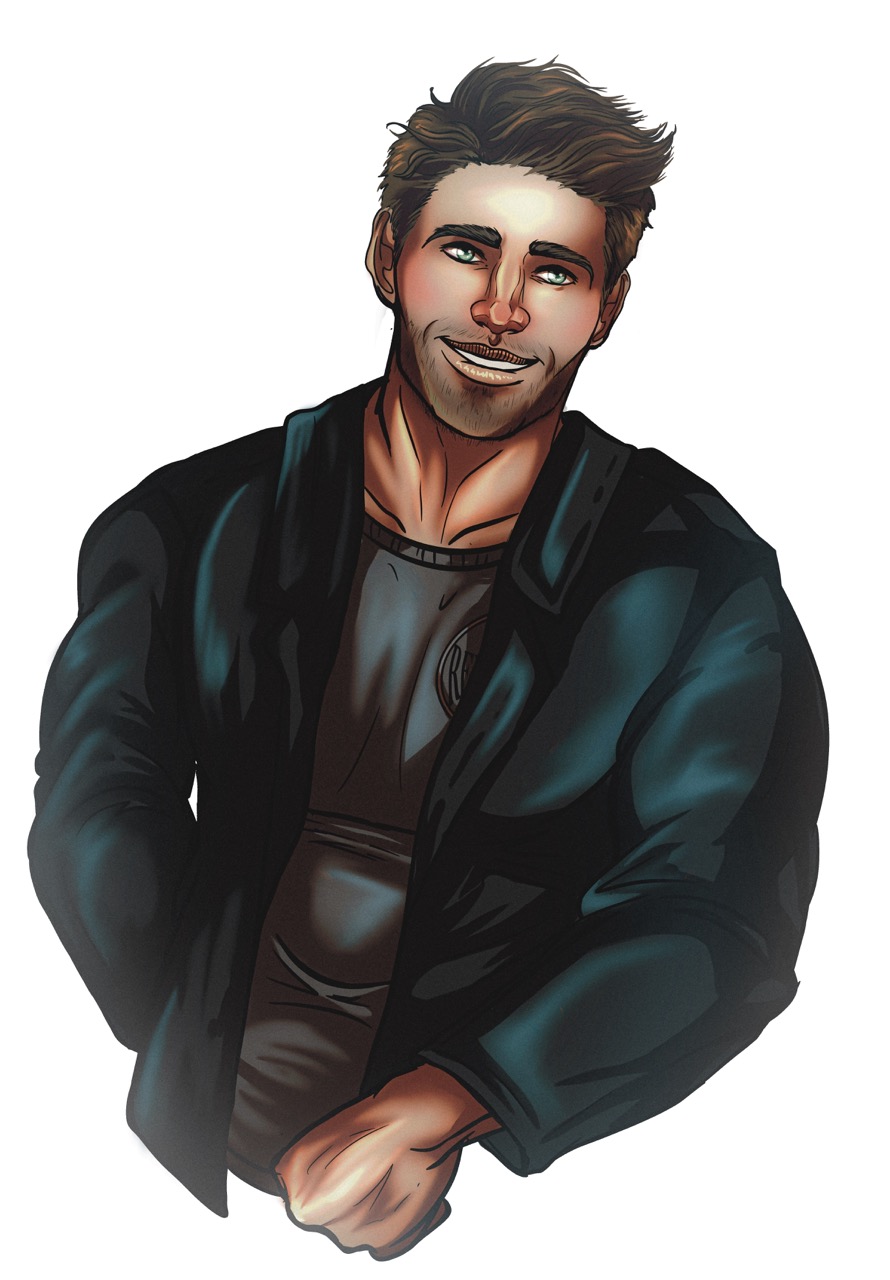 Buff man with t-shirt and blazer on.